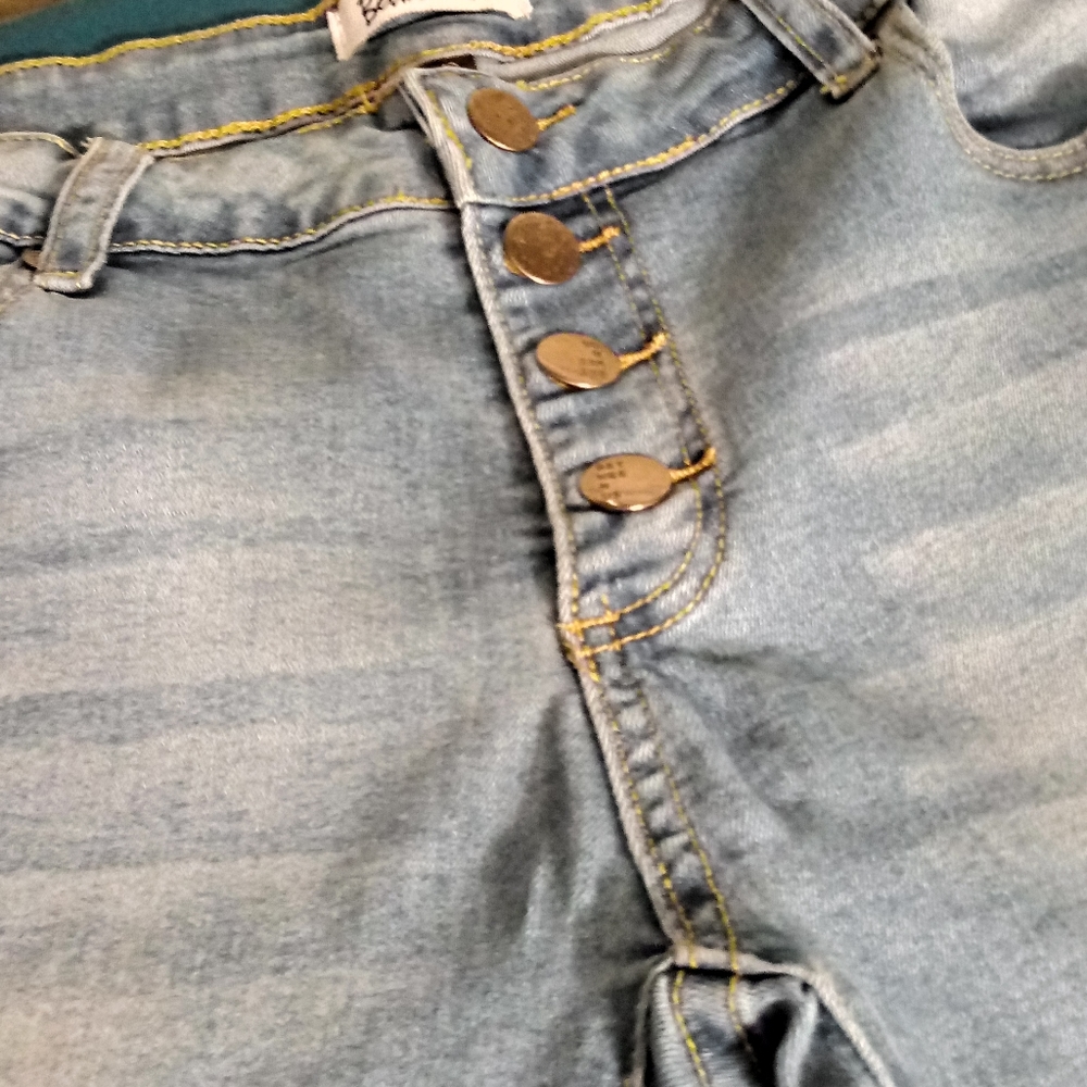 Ladies button fly jeans